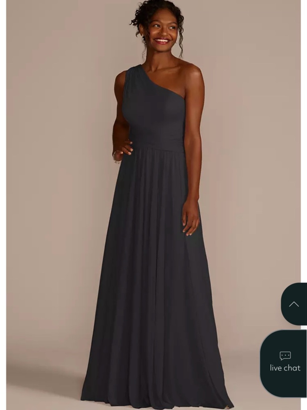 David's Bridal One-Shoulder Black Dress. Perfect for prom or black tie wedding 🖤